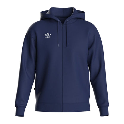 Navy-White - Front - Umbro Mens Club Leisure Full Zip Hoodie