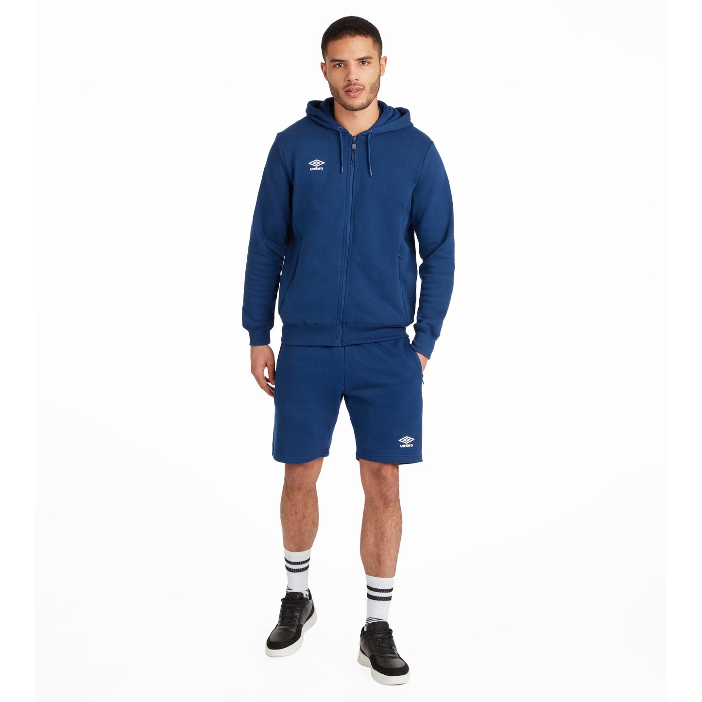 Navy-White - Lifestyle - Umbro Mens Club Leisure Full Zip Hoodie
