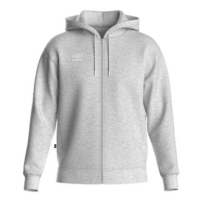 Grey Marl-White - Front - Umbro Mens Club Leisure Full Zip Hoodie