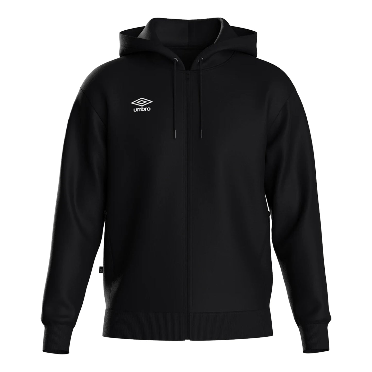 Black-White - Front - Umbro Mens Club Leisure Full Zip Hoodie