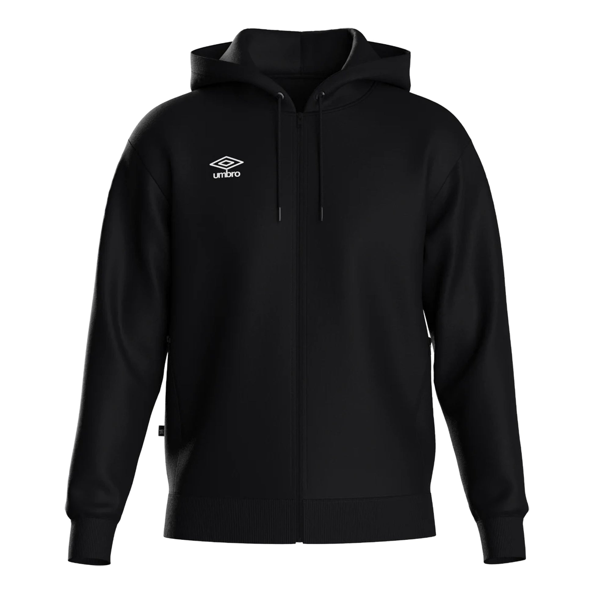 Black-White - Front - Umbro Mens Club Leisure Full Zip Hoodie