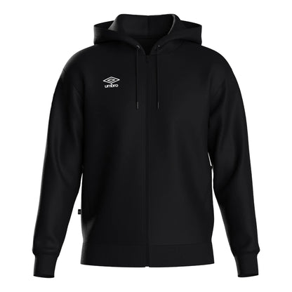 Black-White - Front - Umbro Mens Club Leisure Full Zip Hoodie
