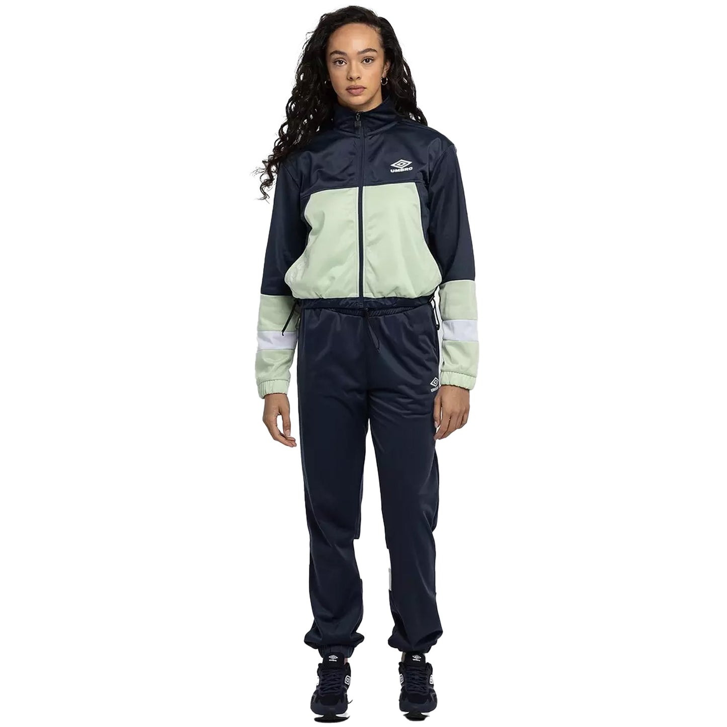 Indigo Mood-Seafoam-White - Side - Umbro Womens-Ladies Diamond Alliance Tracksuit