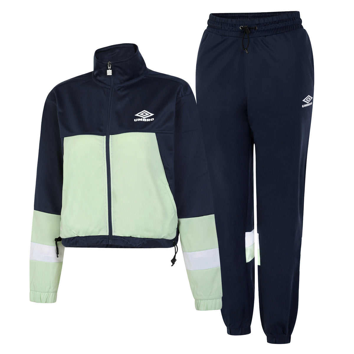 Indigo Mood-Seafoam-White - Front - Umbro Womens-Ladies Diamond Alliance Tracksuit