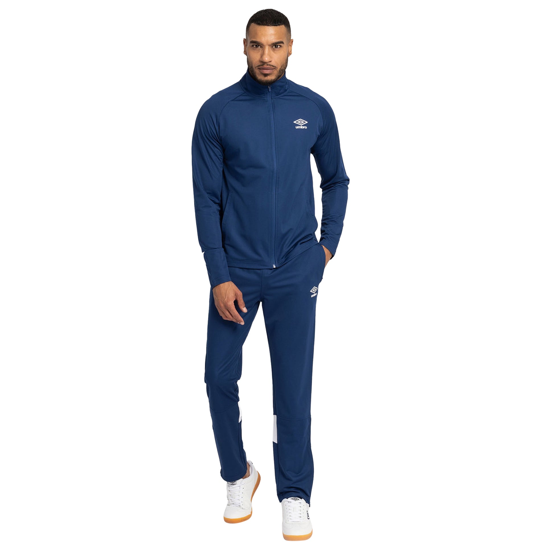 Navy-White - Pack Shot - Umbro Mens Total Training Knitted Tracksuit