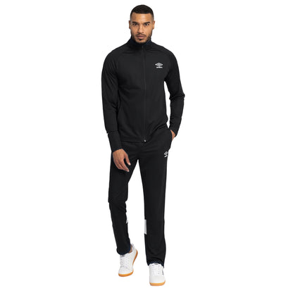 Black-White - Side - Umbro Mens Total Training Knitted Tracksuit