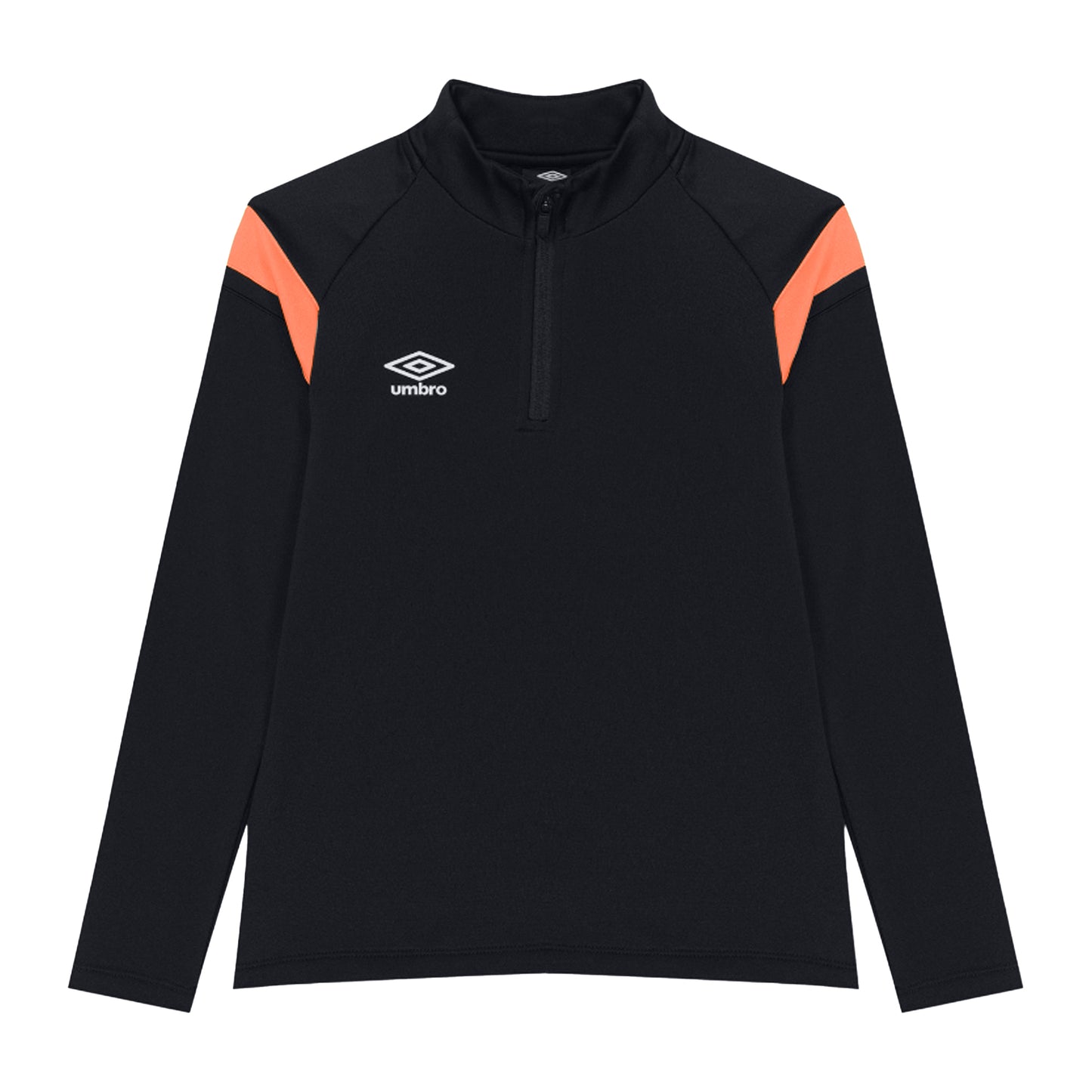 Black-Shocking Orange - Front - Umbro Childrens-Kids Half Zip Jersey