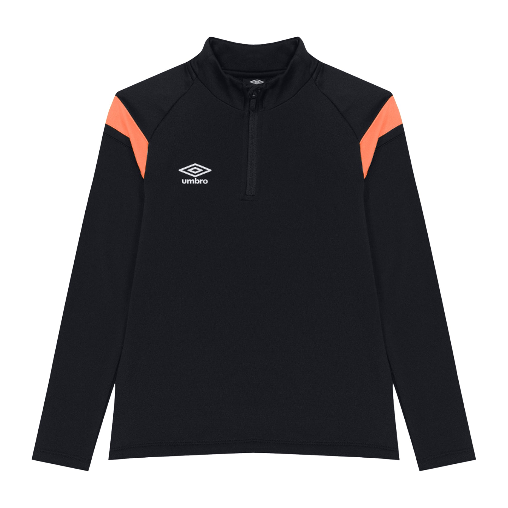 Black-Shocking Orange - Front - Umbro Childrens-Kids Half Zip Jersey