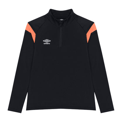 Black-Shocking Orange - Front - Umbro Childrens-Kids Half Zip Jersey