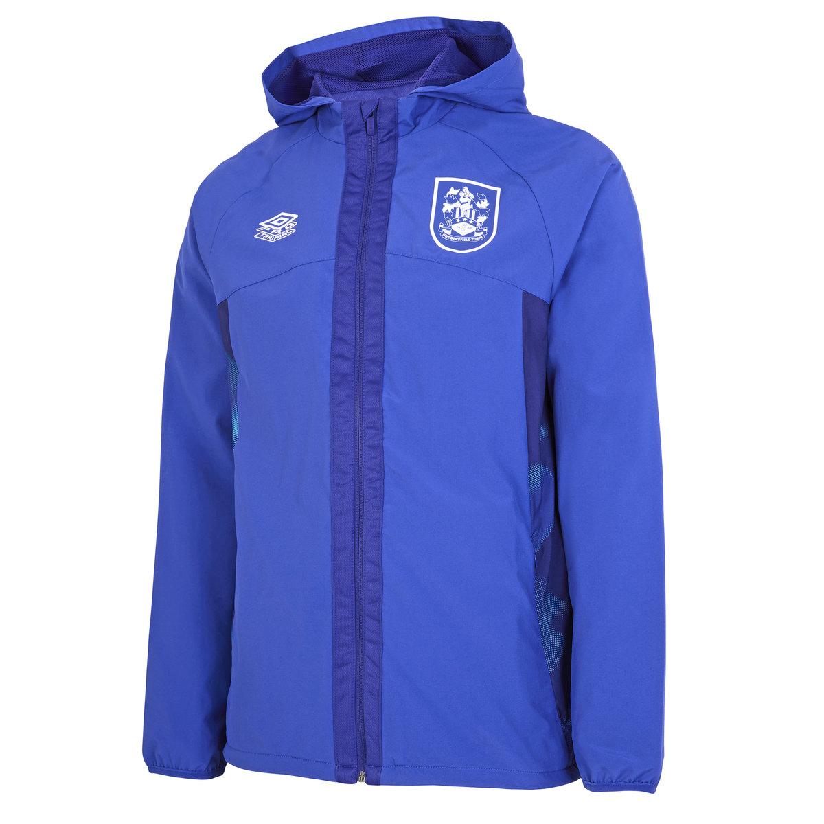 Dazzling Blue-Clematis Blue - Front - Huddersfield Town AFC Mens 22-23 Umbro Waterproof Jacket