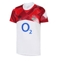 Brilliant White-Fiery Red-Jester Red - Front - England Rugby Childrens-Kids 22-23 Umbro Warm Up Jersey