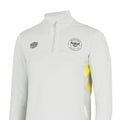 Oyster Mushroom-Blazing Yellow - Side - Brentford FC Mens 22-23 Umbro Quarter Zip Fleece Top