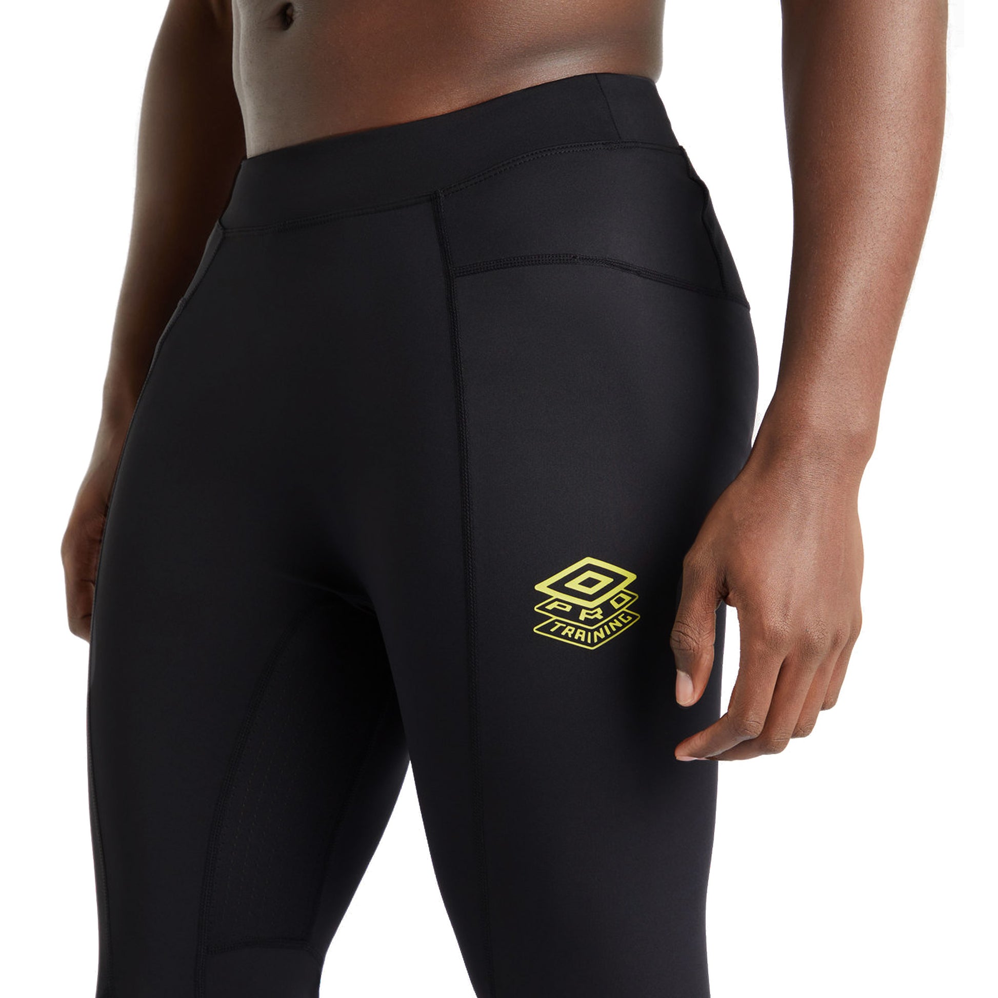 Black - Side - Umbro Mens Pro Training Elite Running Tights