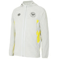 Oyster Mushroom-Blazing Yellow - Front - Brentford FC Mens 22-23 Umbro Waterproof Jacket