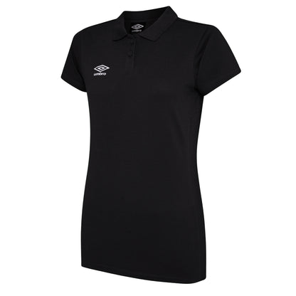 Black-White - Front - Umbro Womens-Ladies Club Essential Polo Shirt