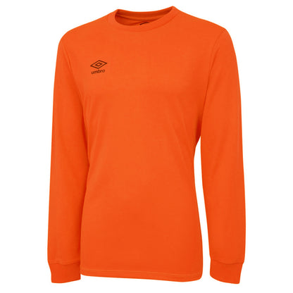 Shocking Orange - Front - Umbro Childrens-Kids Club Long-Sleeved Jersey