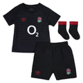 Black-Red - Front - England Rugby Childrens-Kids 22-23 Alternate Umbro Football Kit