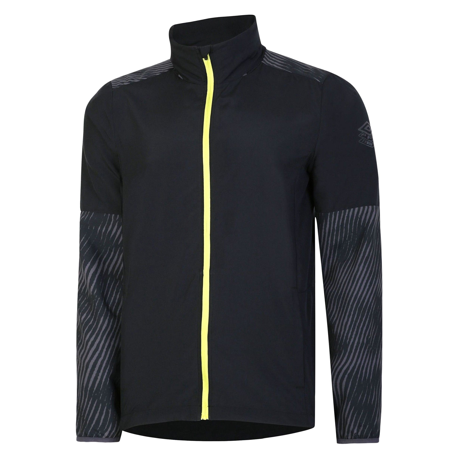Black-Periscope-Limeade Yellow - Front - Umbro Mens Pro Stripe Detail Training Waterproof Jacket