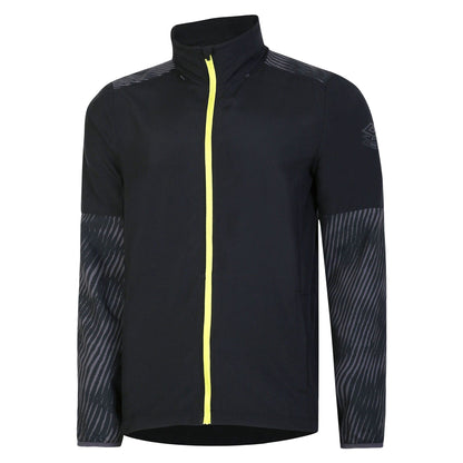 Black-Periscope-Limeade Yellow - Front - Umbro Mens Pro Stripe Detail Training Waterproof Jacket