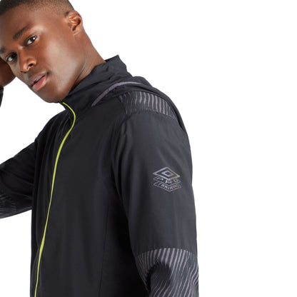 Black-Periscope-Limeade Yellow - Side - Umbro Mens Pro Stripe Detail Training Waterproof Jacket
