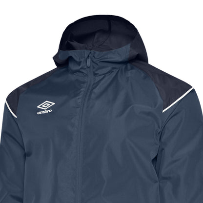 Navy-Peacoat-Brilliant White - Side - Umbro Childrens-Kids Hooded Waterproof Jacket