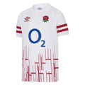 White-Red - Front - England Rugby Childrens-Kids 22-23 Pro Umbro Home Jersey