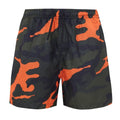 Khaki-Orange - Front - Brave Soul Boys Camouflage Print Swimming Trunks