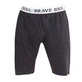 Grey - Front - Brave Soul Mens Logo Waistband Jersey Lounge Shorts