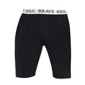 Black - Front - Brave Soul Mens Logo Waistband Jersey Lounge Shorts