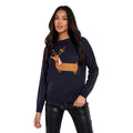 Navy - Side - Brave Soul Womens-Ladies Dachshund Christmas Jumper