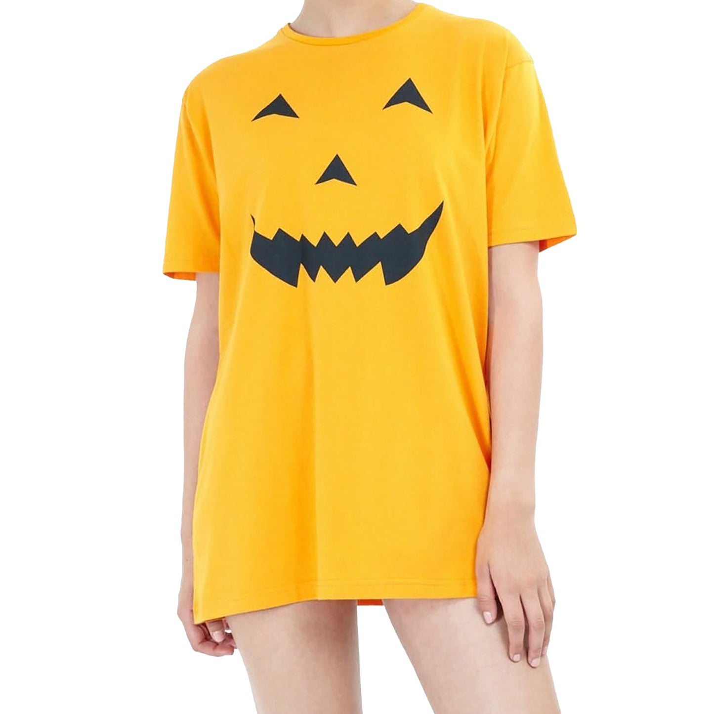 Orange - Side - Brave Soul Womens-Ladies Pumpkin T-Shirt Dress