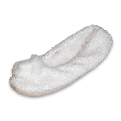 Cream - Front - Womens-Ladies Pom Pom Slippers