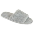 Grey - Front - Womens-Ladies Faux Fur Slide Slippers