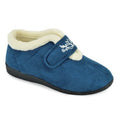 Denim Blue - Front - Womens-Ladies Embroidered Slippers