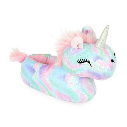 Pink - Front - Childrens-Kids Unicorn Slippers