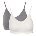 White-Grey - Front - Anucci Womens-Ladies Wireless Crop Tops (Pack Of 2)