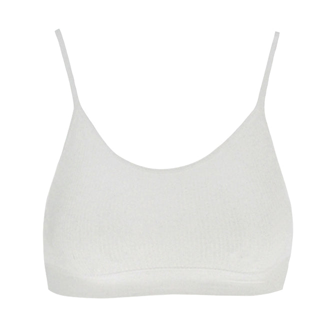 Black-White - Back - Anucci Womens-Ladies Wireless Ribbed Crop Tops (Pack Of 2)