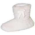 Cream - Front - Slumberzzz Womens-Ladies Fringed Boot Slippers