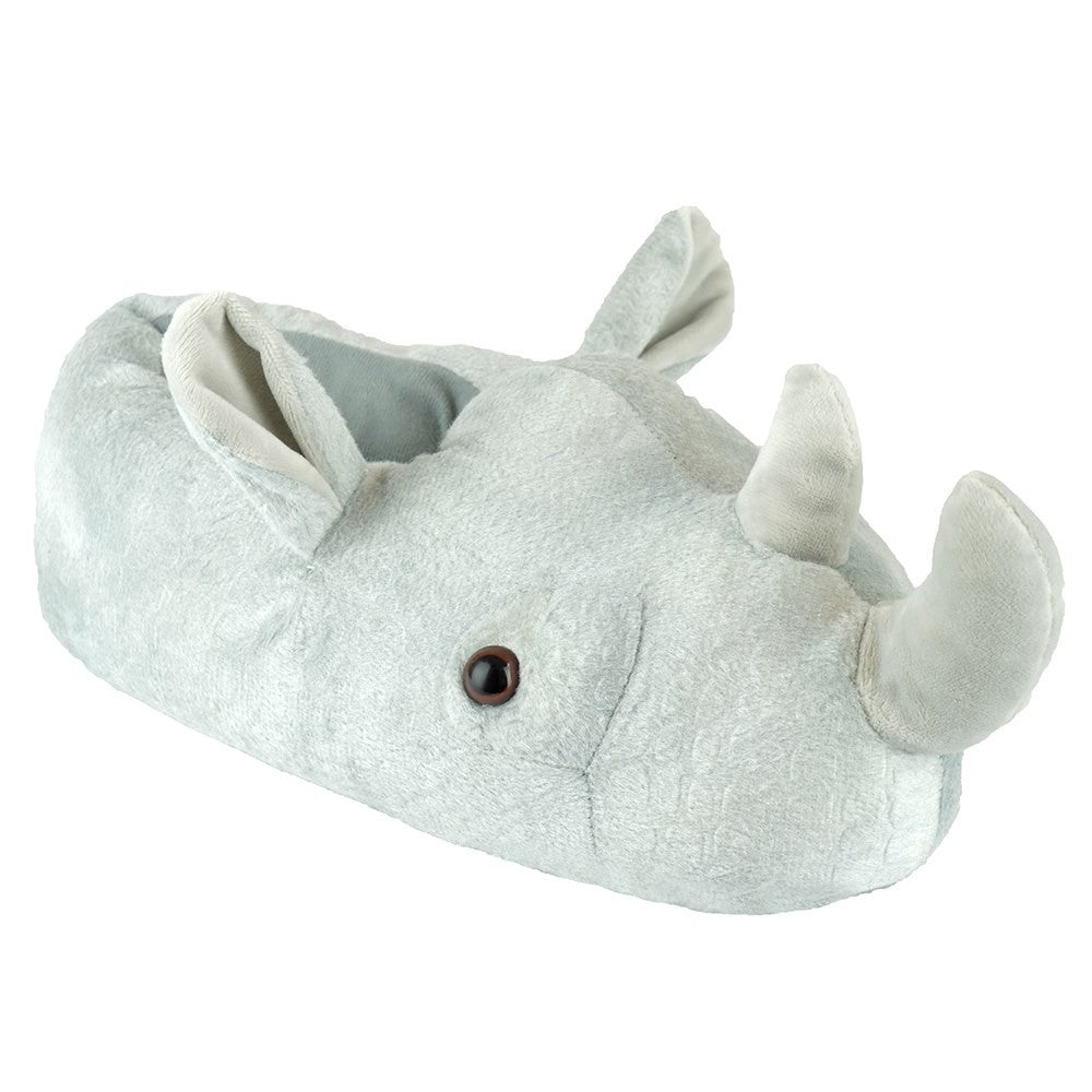 Grey - Front - Slumberzzz Mens Rhino Slippers