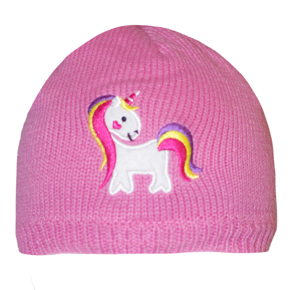 Pink - Front - Girls Unicorn Winter Hat