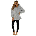 Grey - Back - Foxbury Womens-Ladies Hooded Snuggle Fleece Cardigan