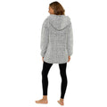 Grey - Side - Foxbury Womens-Ladies Hooded Snuggle Fleece Cardigan