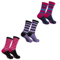 Lilac-Black-Navy - Front - Womens-Ladies Cotton Rich Novelty Drinks Socks (3 Pairs)