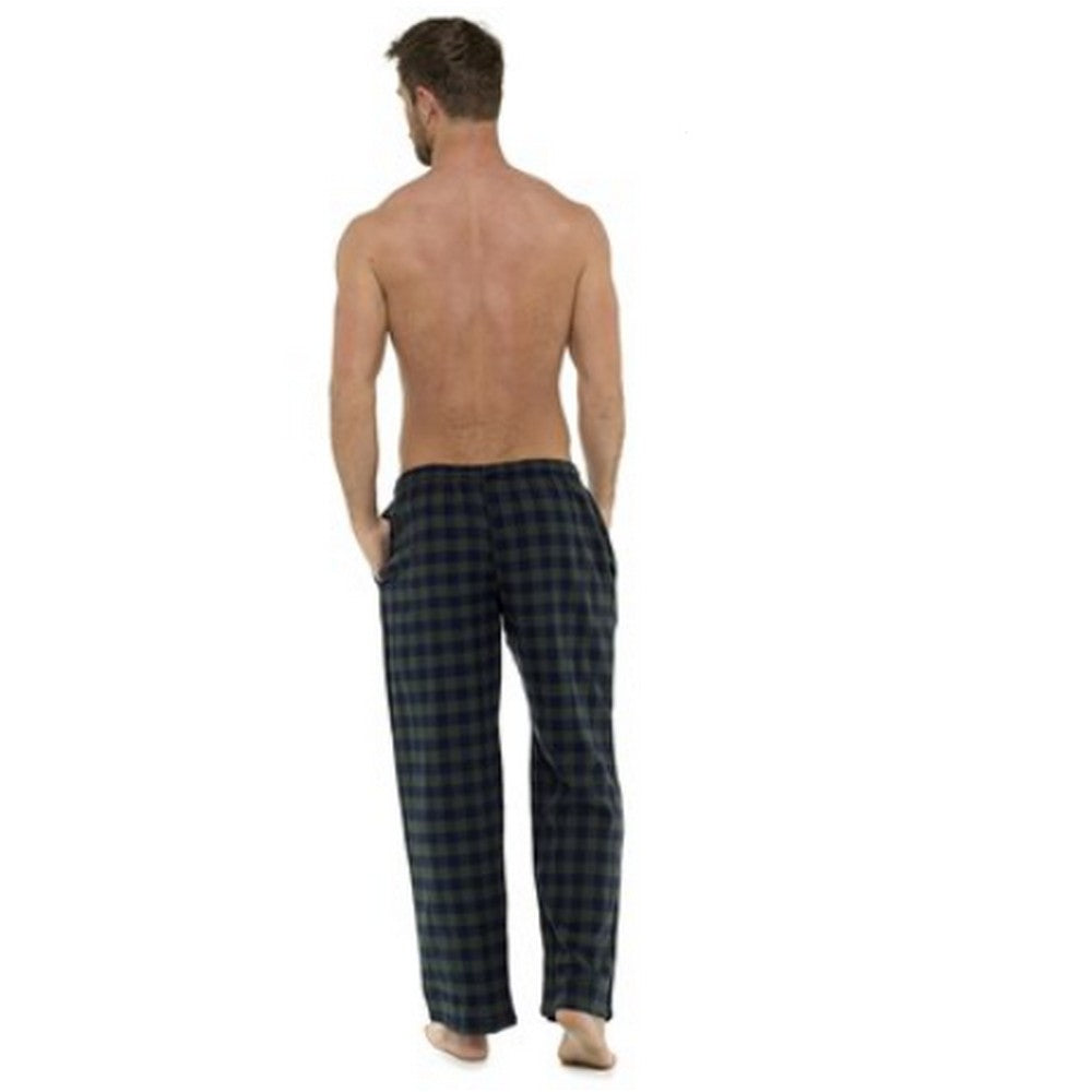 Navy-Green - Back - Mens Check Pjyama Bottoms