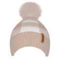 Beige-White - Front - Rock Jock Womens-Ladies Detachable Pom Pom Beanie