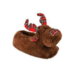 Brown - Front - Slumberzzz Unisex Adults Tartan Reindeer Slippers