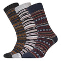 Navy-Grey - Front - Womens-Ladies Nordic Boot Socks (Pack Of 3)