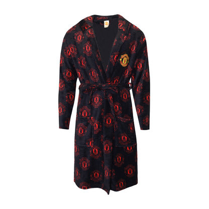 Black-Red - Front - Manchester United FC Mens Logo Bathrobe
