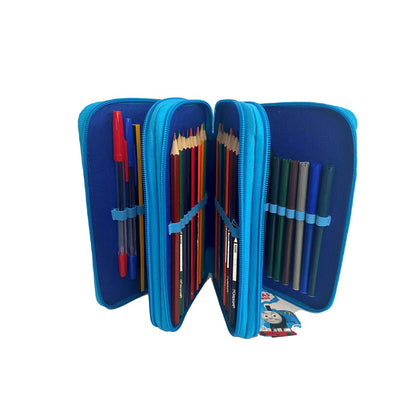 Blue - Back - Thomas The Tank Engine Childrens-Kids Filled Pencil Case