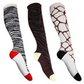 Brown-White-Black - Front - Womens-Ladies Animal Print Welly Socks (3 Pairs)